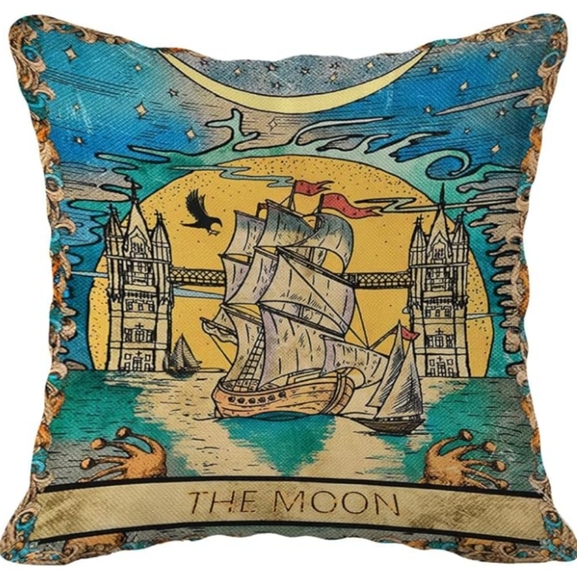 4 Tarot Card Tapestry Art Pillow Covers Sun Moon Star World 18x18 Square Zip New - Picture 4 of 6